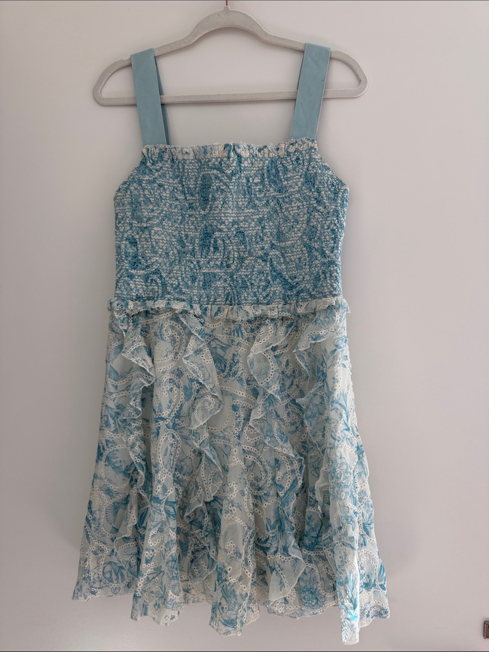 Alice + Olivia Blue Paisley Ruffle Sundress